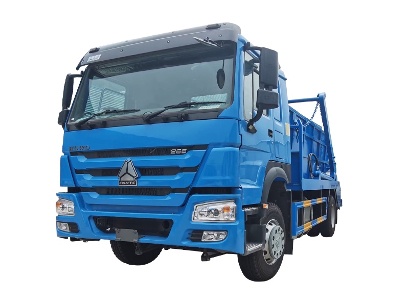 4×2 drive, 266 horsepower, blue swing arm garbage truck